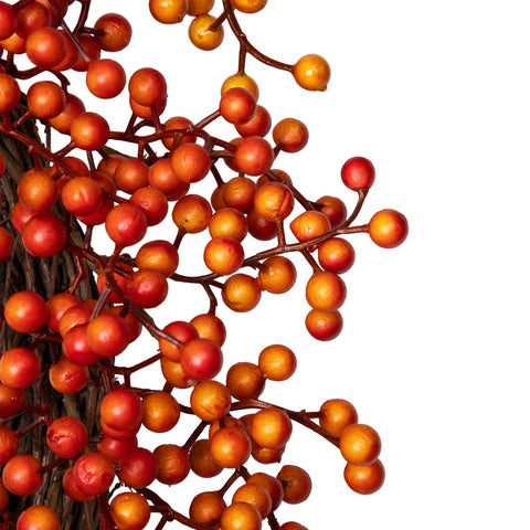 Artificial Berries Fall Harvest Twig Wreath - 18" - Orange and Red - Unlit