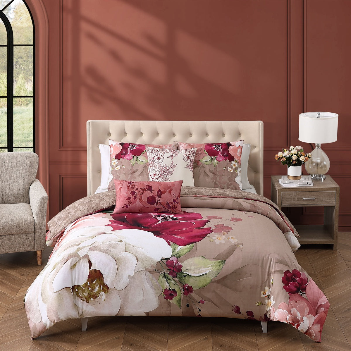  Bebejan Bebejan Florence 5 Piece Reversible Comforter Set - QUEEN - Bonton