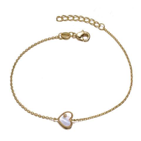 GiGiGirl Classic Kids/Teens 14K Gold Plated With Heart and Cubic Zirconia Adjustable Bracelet