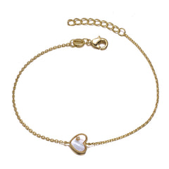 GiGiGirl Classic Kids/Teens 14K Gold Plated With Heart and Cubic Zirconia Adjustable Bracelet