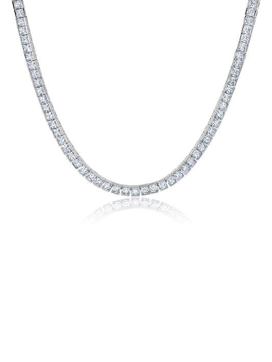 Princess Cut 3mm Tennis Necklace in Platinum