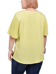 Plus Size Pleated-Sleeve Top