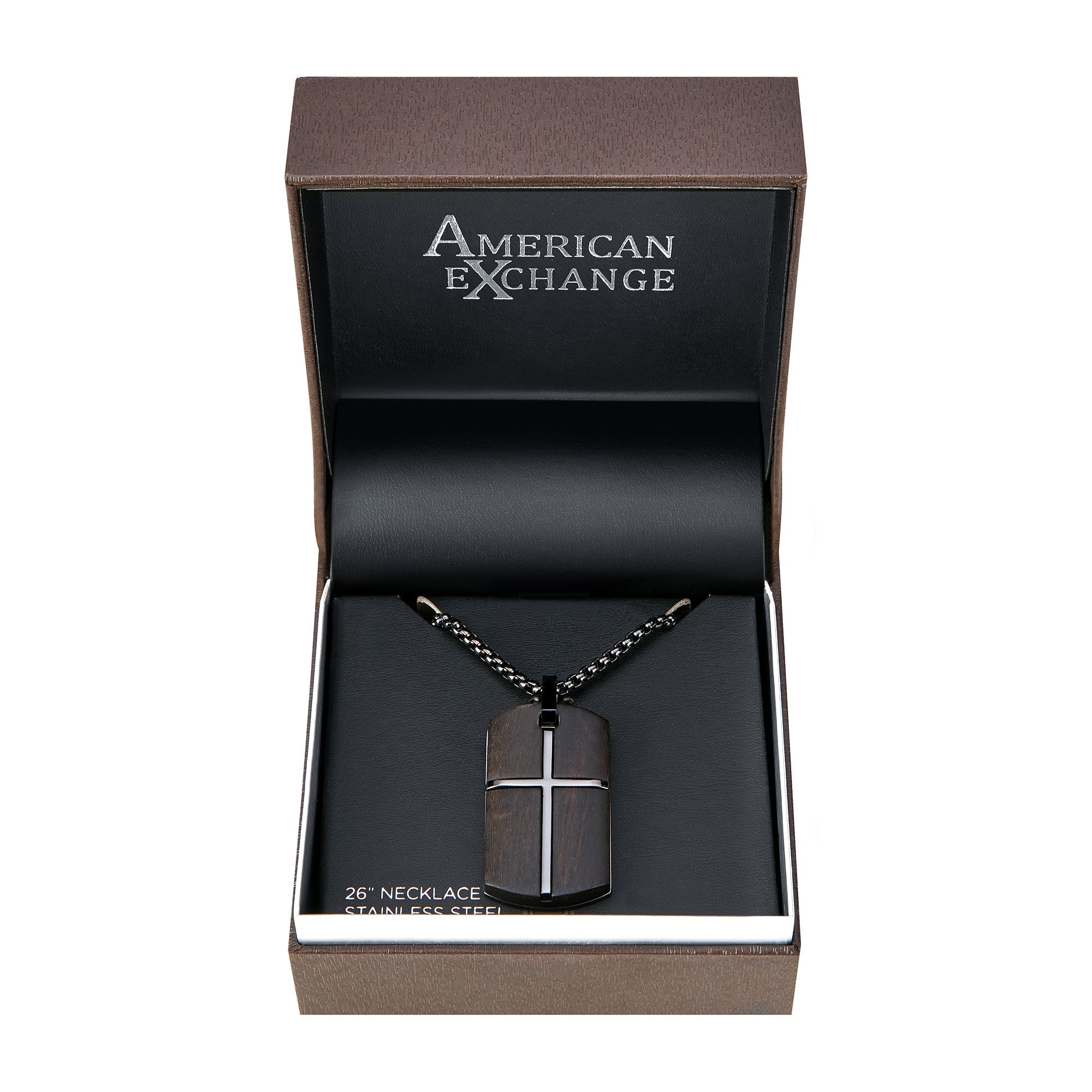  American Exchange American Exchange Cross Wood Necklace 1 - Gunmetal - Bonton