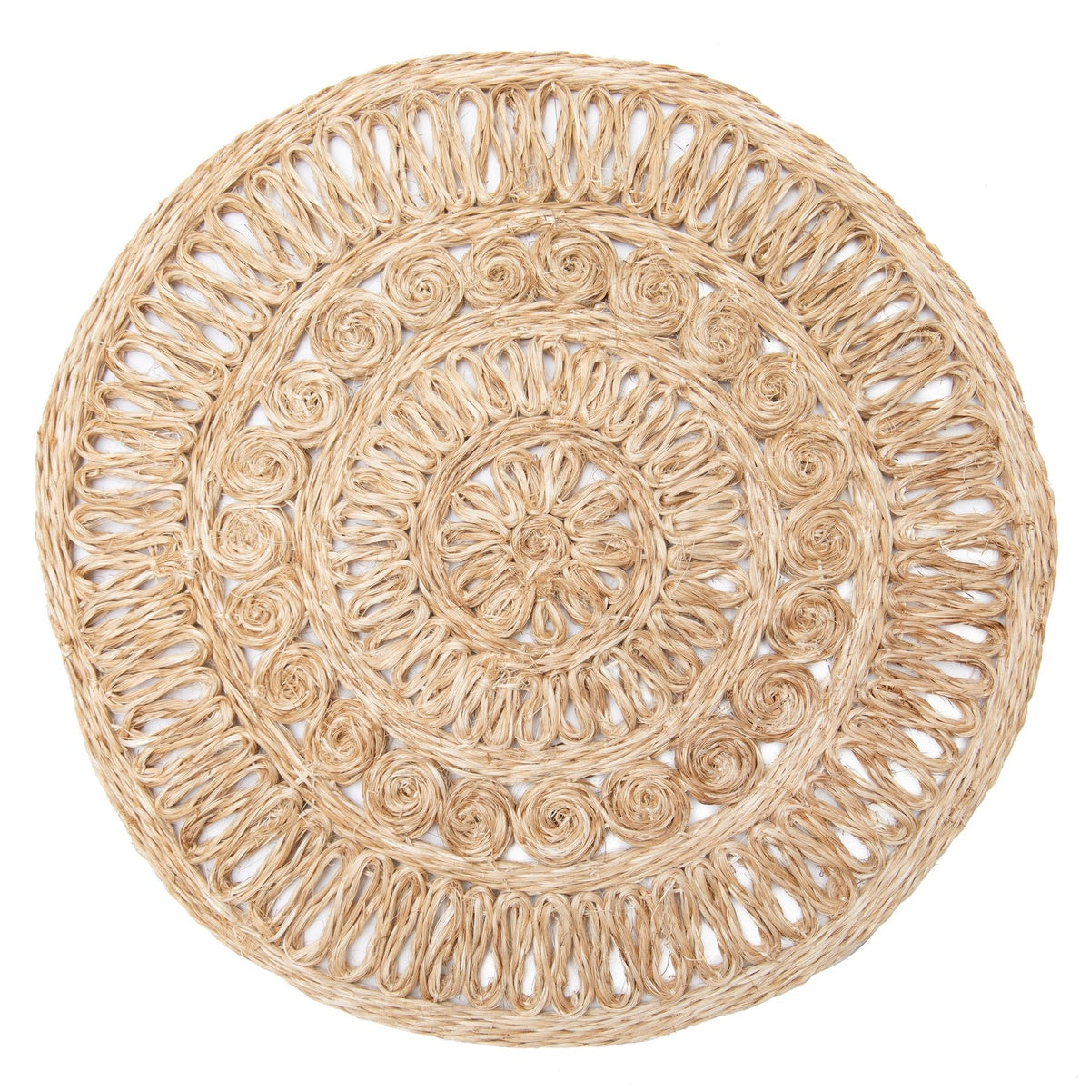  Caravan Circolo Abaca Round Placemat - Set of 4 - Aqua - Bonton