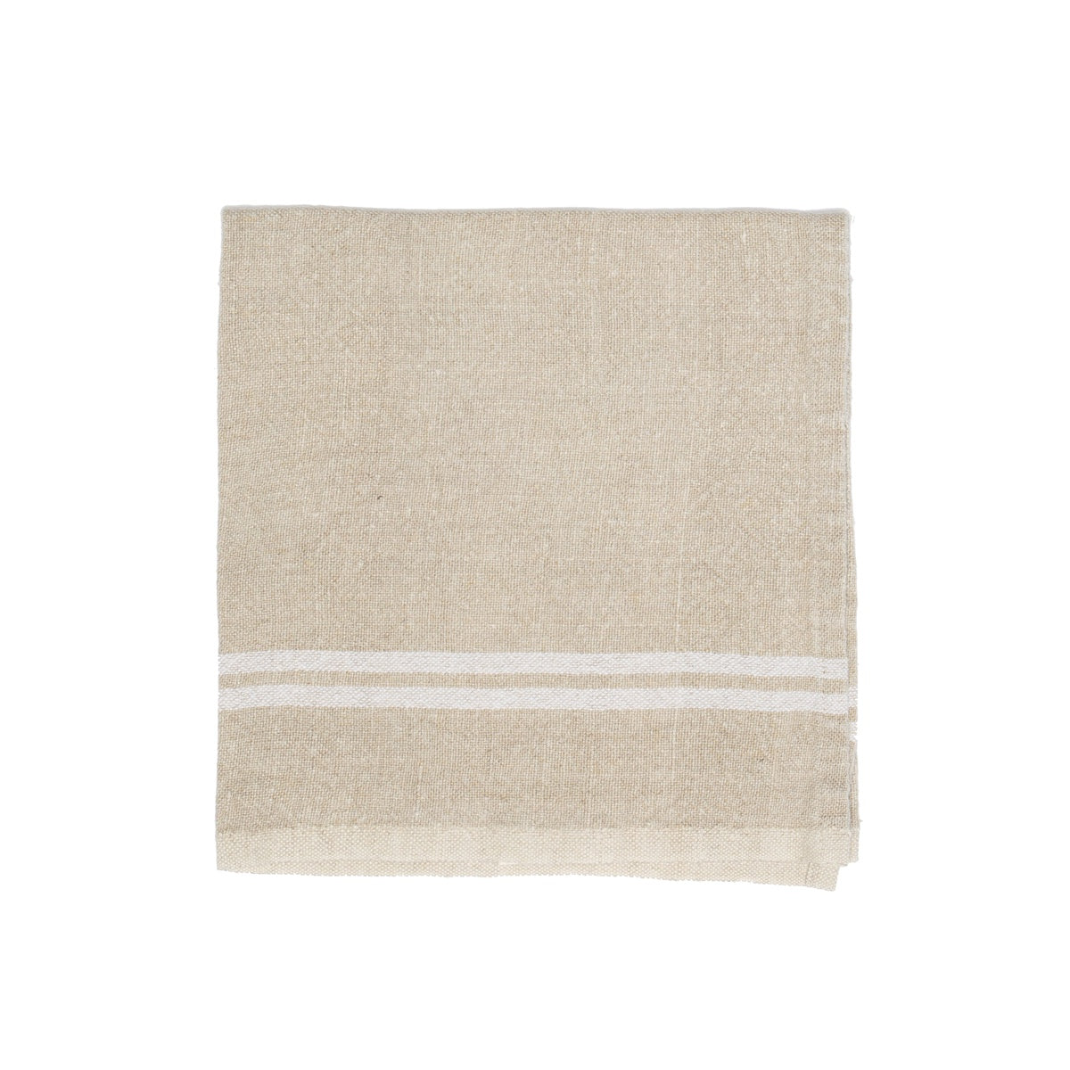  Caravan Vintage Linen Napkins, Set of 4 - Ivory & Grey - Bonton