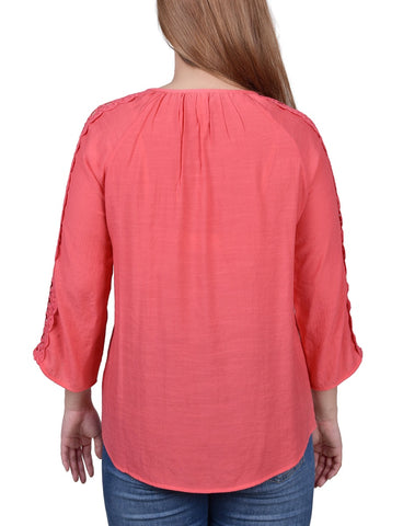 3/4 Sleeve Crochet Detail Blouse