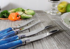 Set of 4 Laguiole Blue Marble Steak Knives