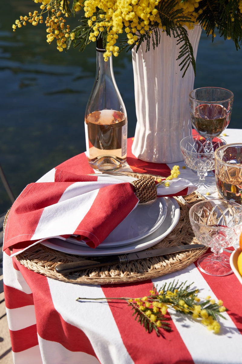  Caravan St. Tropez Red Stripe Napkins, Set of 6 - Blue - Bonton