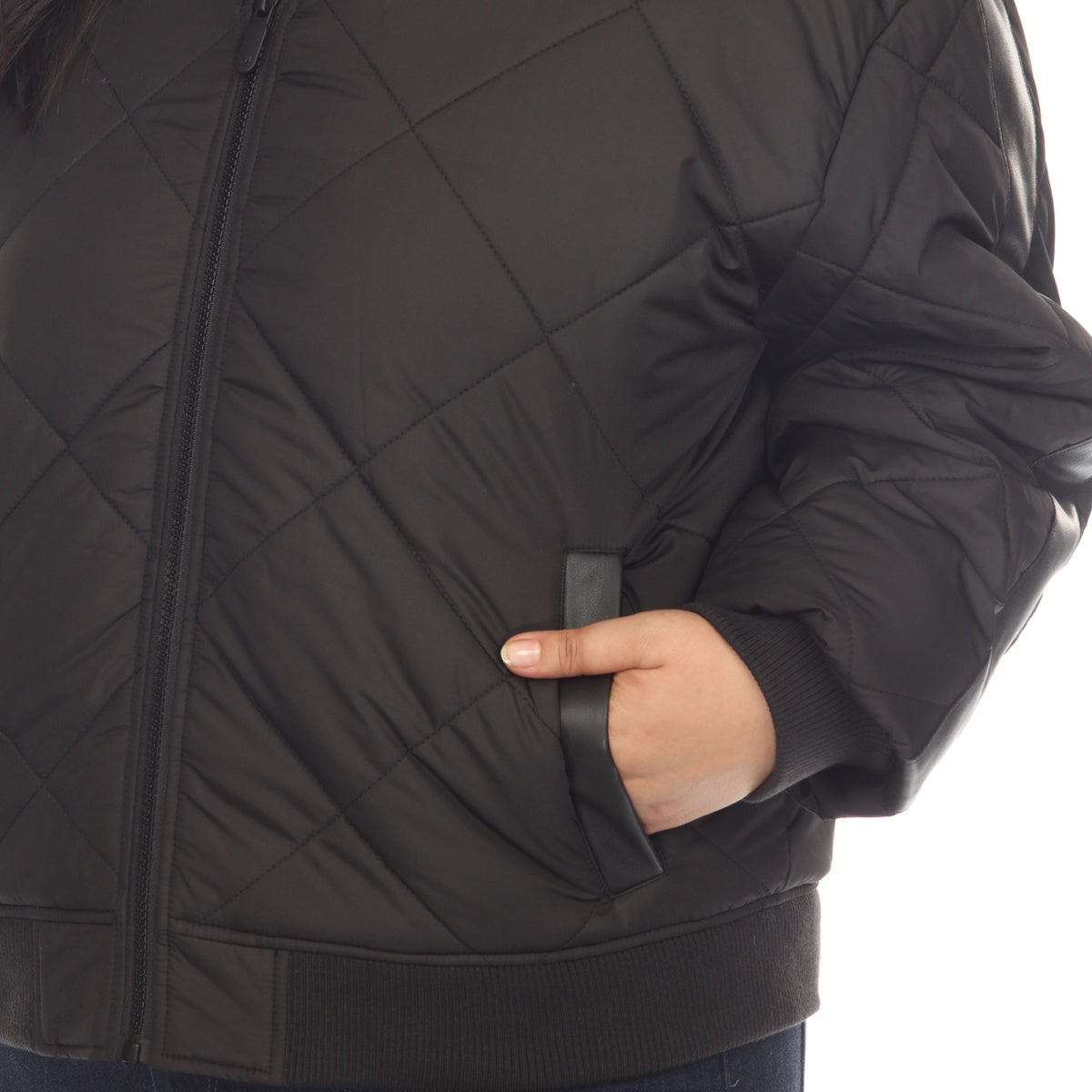  White Mark Plus Size Lightweight Diamond Quilted Puffer Bomber Jacket - 1X - Bonton