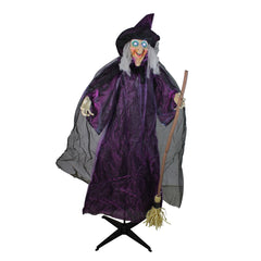 Lighted and Animated Witch Halloween Figure Decoration - 5.5' - Cool White Lights