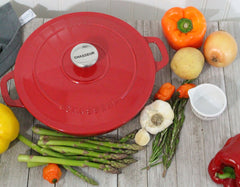 French Enameled Cast Iron Braiser With Lid, 1.8-Quart, Red