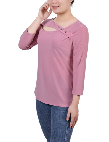 3/4 Sleeve Cutout Top