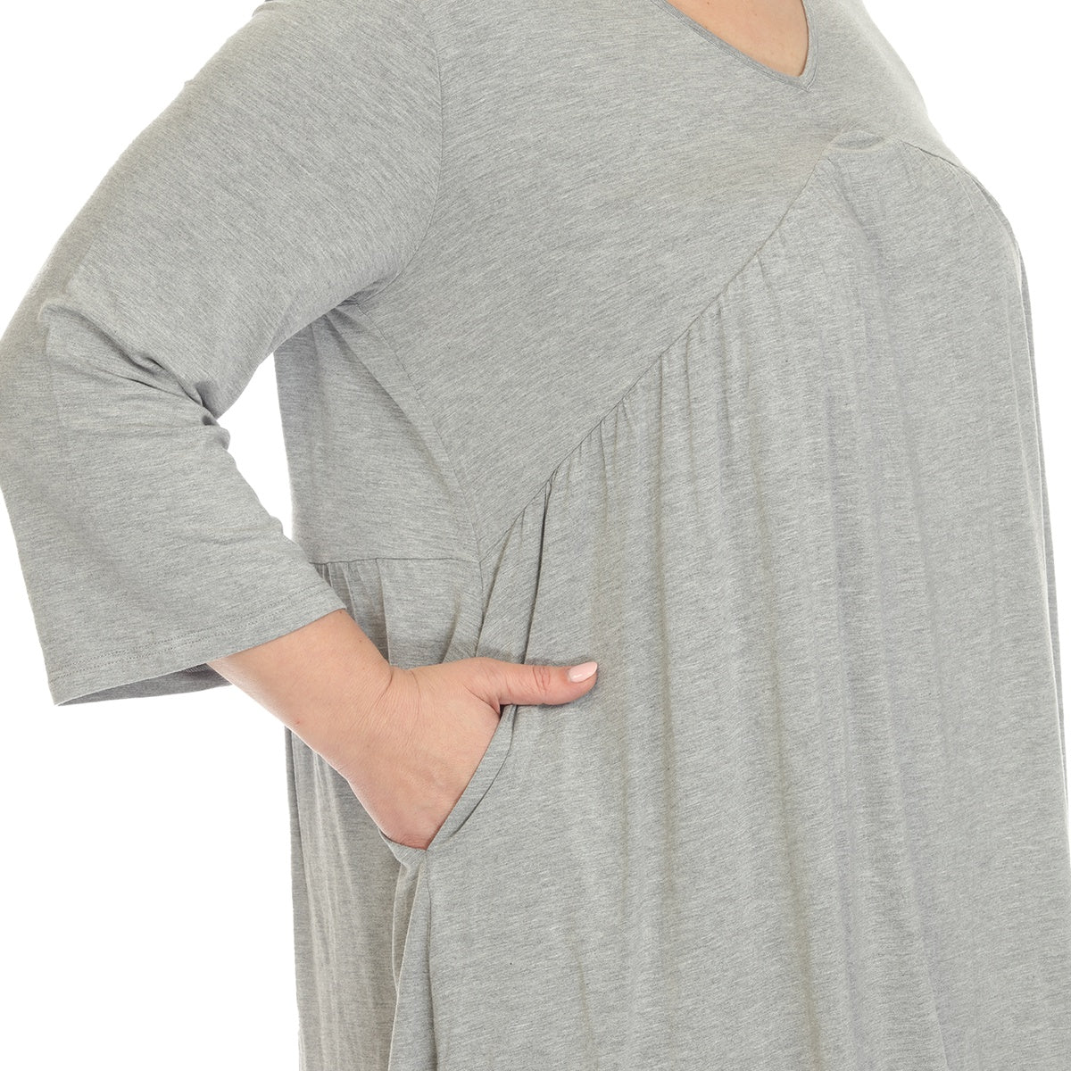  White Mark Plus Size Empire Waist V-Neck Tunic Top - 1X - Bonton