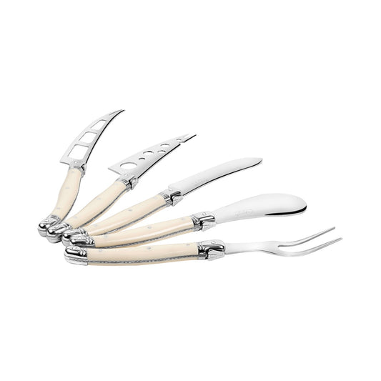 Laguiole 5-Piece Artisan Cheese Knife Set With Ivory-Colored Handles