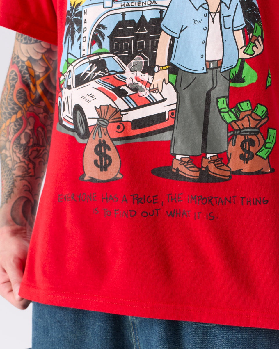  Reason Clothing Plus Size Pablo Cartoon Applique Short Sleeve Tee - Red - RED - Bonton