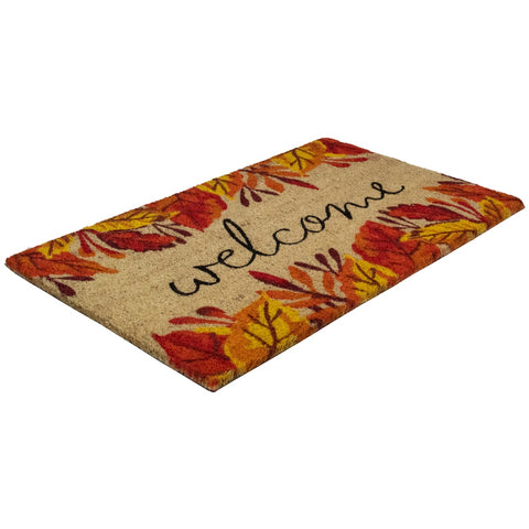 Leafy Fall Harvest Rectangular "Welcome" Doormat 18" X 30"