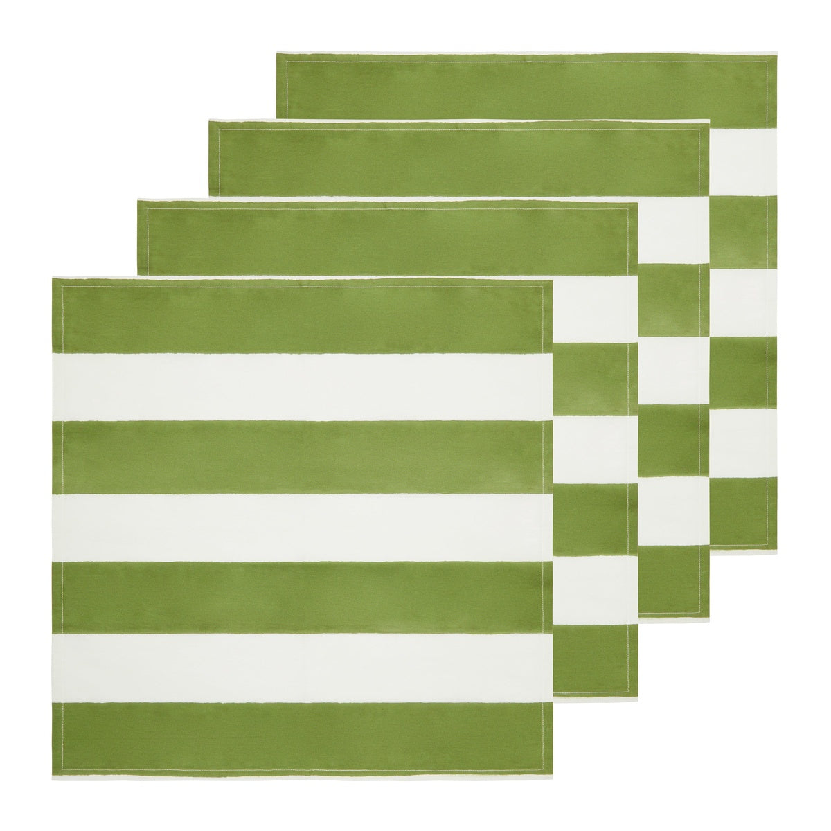  Caravan St. Tropez Vert Stripe Napkins, Set of 6 - Vert - Bonton