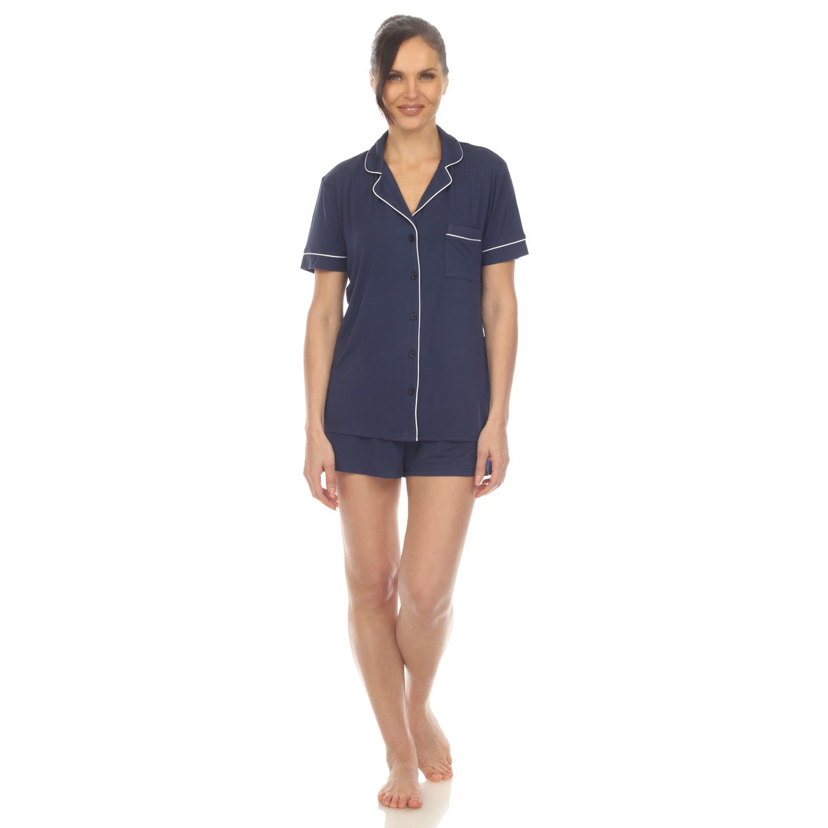  White Mark Women's Short Sleeve Bamboo Pajama Set - XL - Bonton