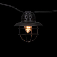 10-Count Black Caged Fisherman Lantern Patio String Light Set - 9' Black Wire