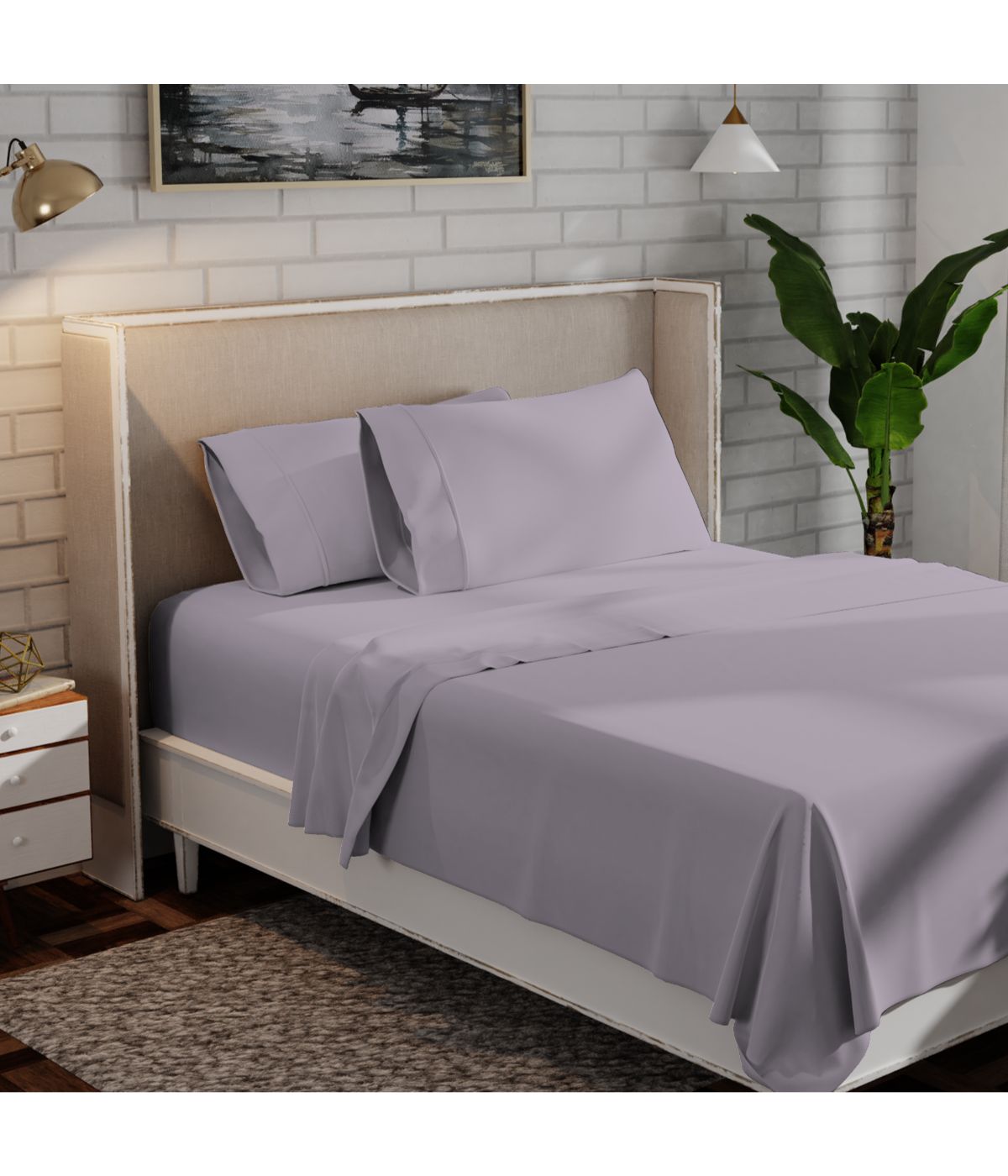  Purity Home Organic Cotton 300 Thread Count Percale Sheet Set Lavender - Lavender - Bonton