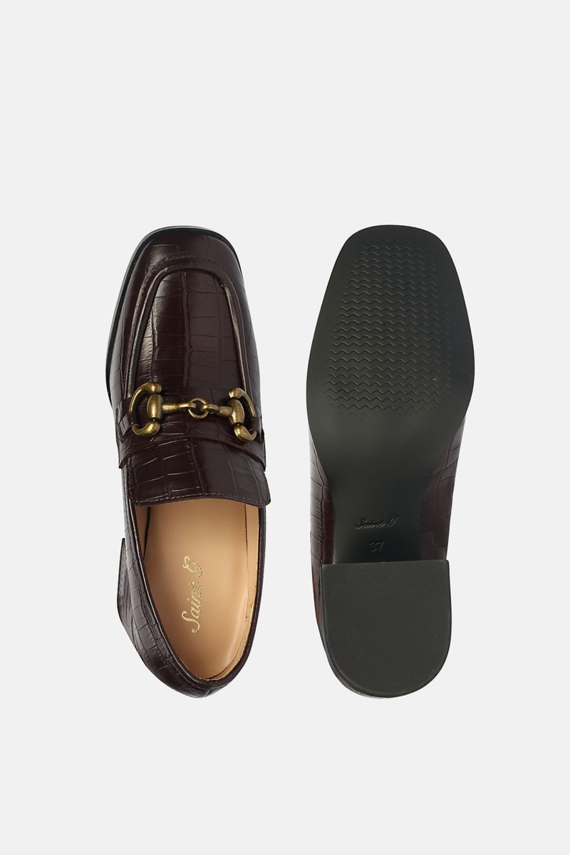  Saint G Isha Croco - Heeled Loafers - Dark Cherry - Bonton