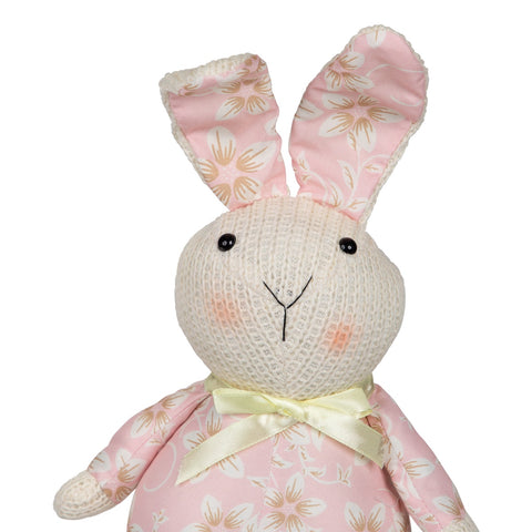 Floral Easter Bunny Rabbit Spring Figure - 17" - Pink and Cream