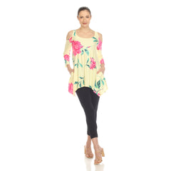 Women's Floral Printed Cold Shoulder Tunic