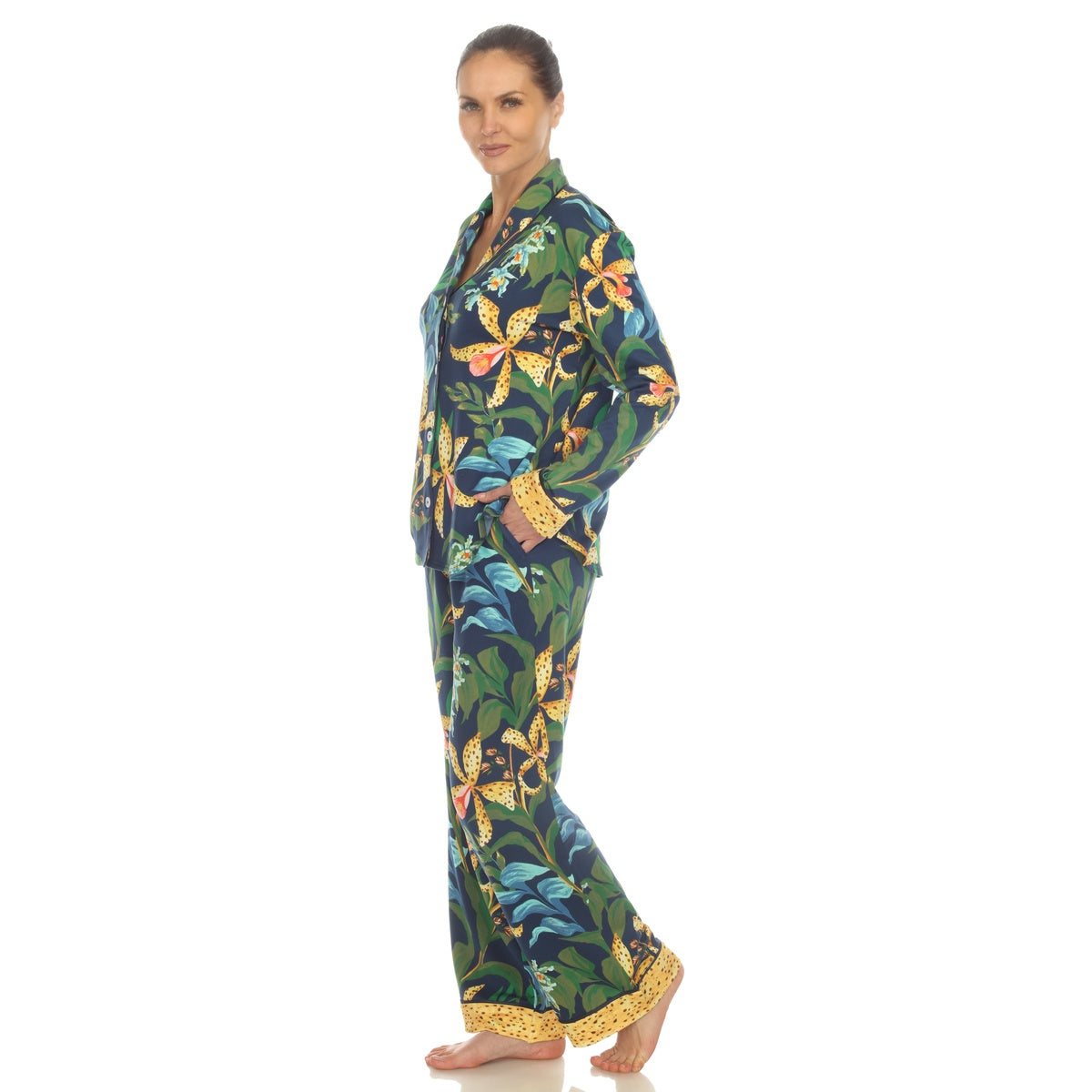  White Mark Women's Two Piece Wildflower Print Pajama Set - XL - Bonton