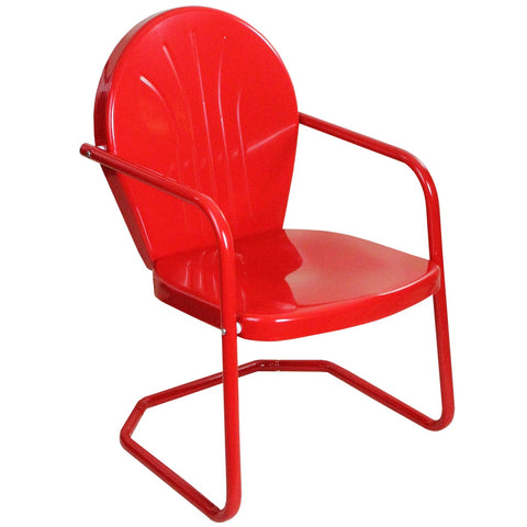 34" Outdoor Retro Metal Tulip Armchair  Red
