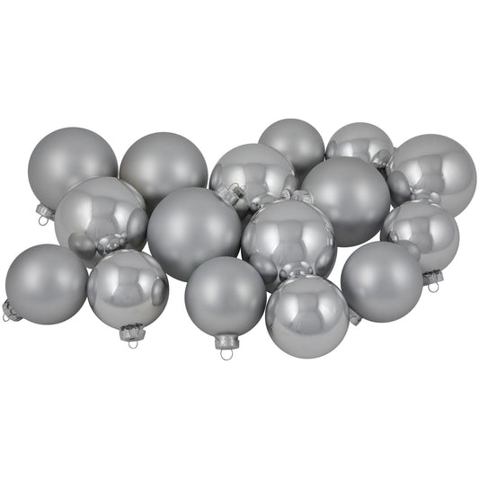 72ct Silver Shiny and Matte Christmas Glass Ball Ornaments 4" (100mm)