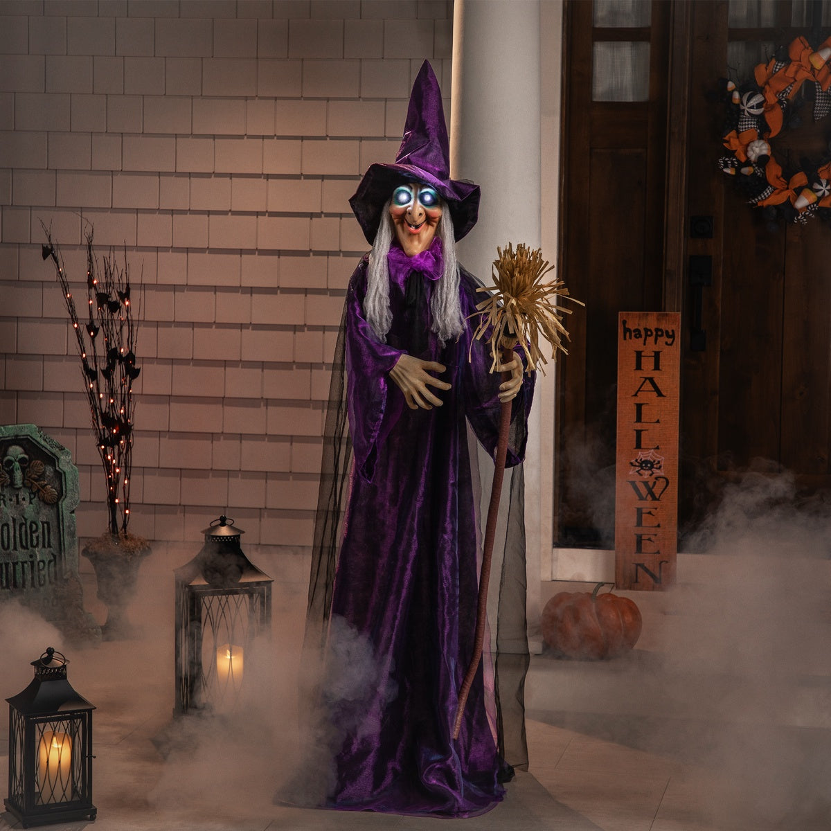  Northlight Lighted and Animated Witch Halloween Figure Decoration - 5.5' - Cool White Lights - Default Title - Bonton