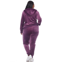 Plus Size 2 Piece Velour Tracksuit Set