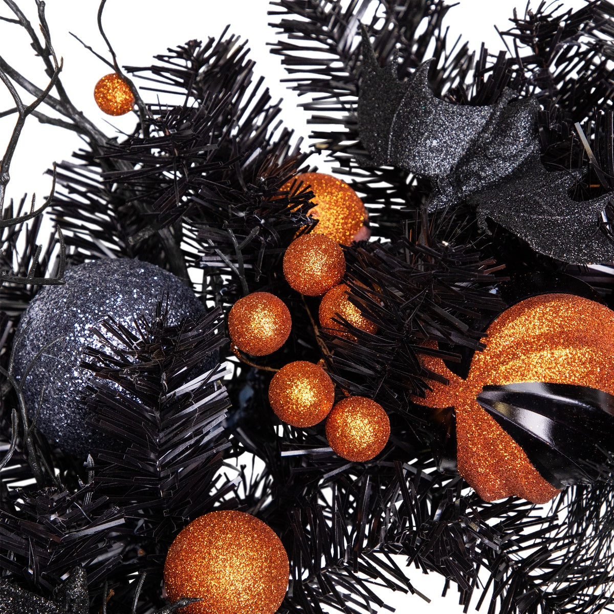  Northlight Ornaments and Ghost Halloween Twig Pine Wreath - 24