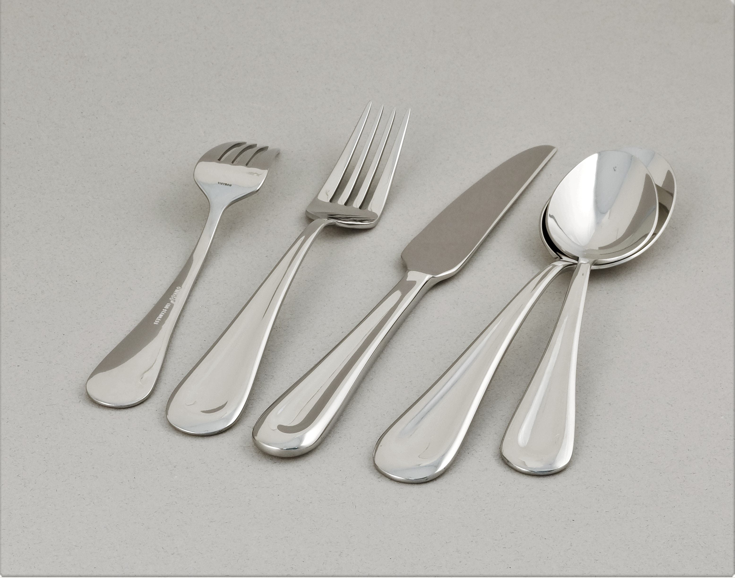  Ginkgo Corrie Stainless Steel Flatware 20 Piece Set - Mirror Stainless Sateel - Bonton