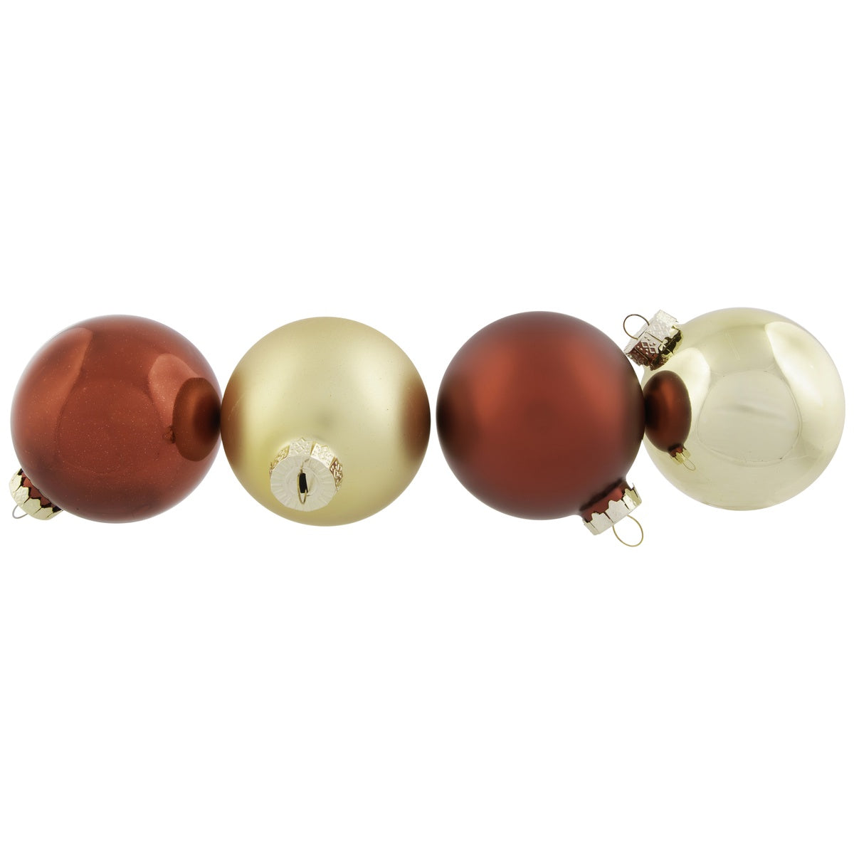  Northlight Shiny and Matte Glass Christmas Ball Ornaments - Red/Gold - 4