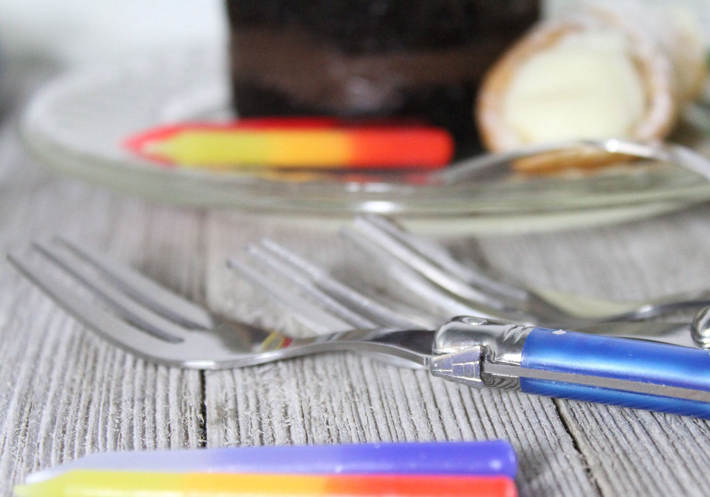  French Home Set of 4 Laguiole Shades of Blue Cake Forks - Default Title - Bonton