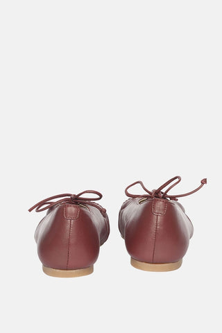Jelavu - Ellie Ruched Lace-Up Ballerina - Burgundy Leather