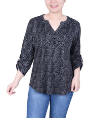 Petite 3/4 Roll Sleeve Top