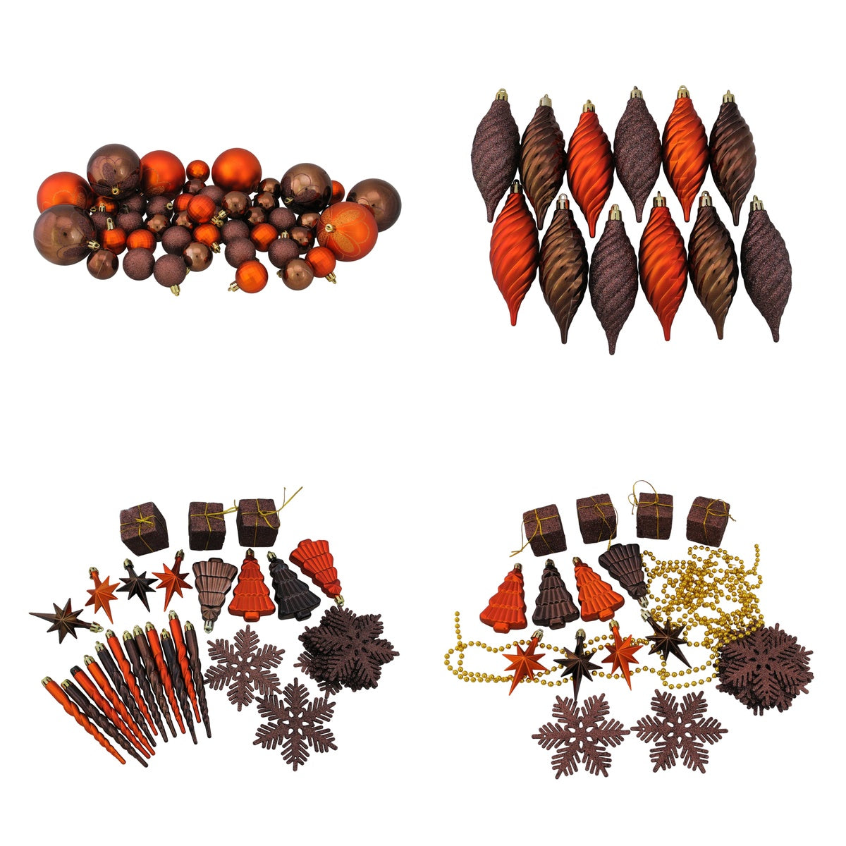  Northlight 125ct Chocolate Brown and Burnt Orange Shatterproof 4-Finish Christmas Ornaments 5.5