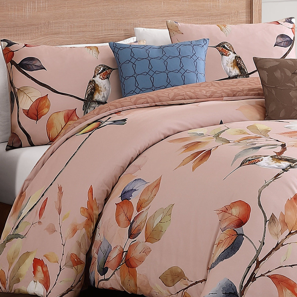  Bebejan Bebejan Peachy Dogwood 5 Piece Reversible Comforter Set - QUEEN - Bonton