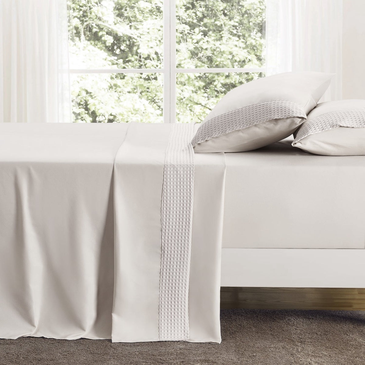  Bed Bath Fashions Kathy Ireland 4 Piece Waffle Hem Sheet Set - Twin - Bonton
