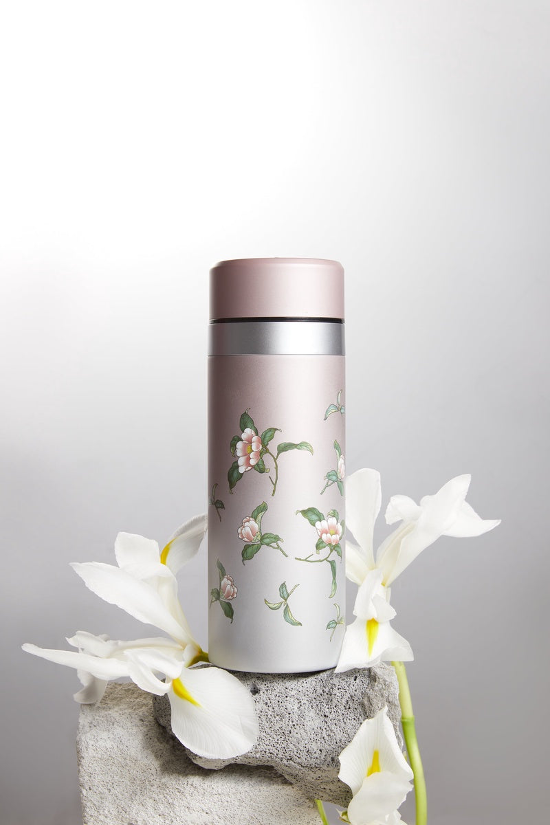  Acera The Flower Fairy Stainless Steel Travel Mug With Ceramic Core - White with Floral Decals - Bonton