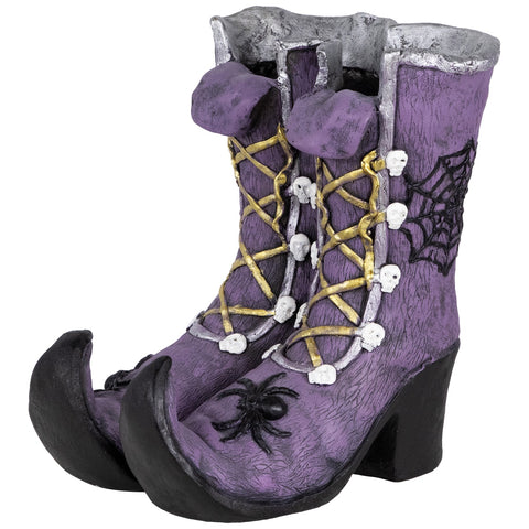 Ceramic Witch's Boots Halloween Decoration - 15" - Purple