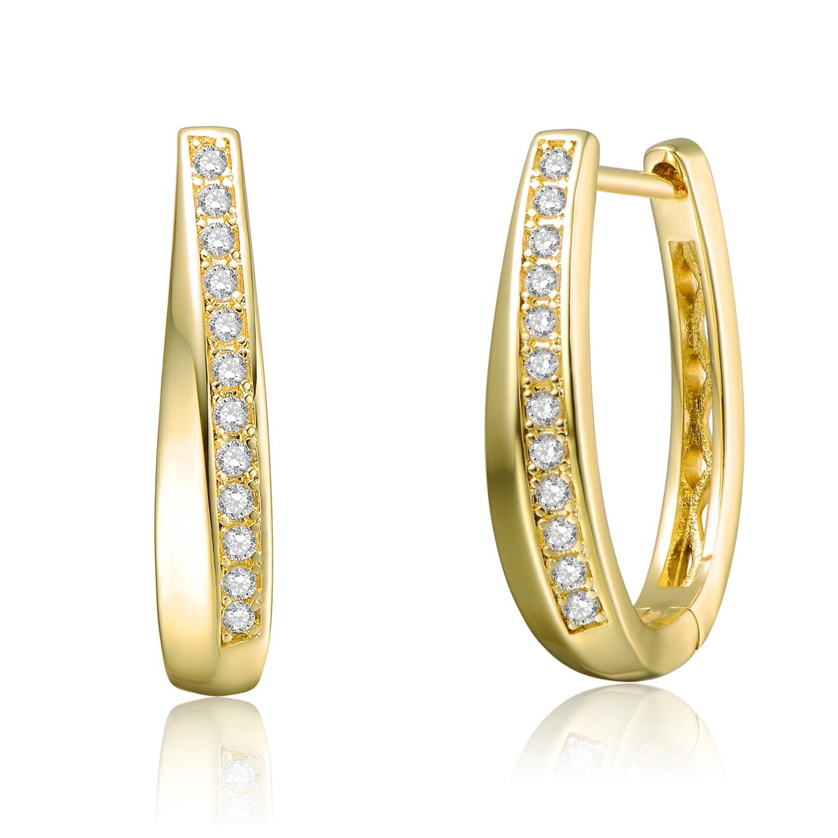  Rachel Glauber 14k Yellow Gold Plated Hoop Earrings With Clear Cubic Zirconia - Default Title - Bonton