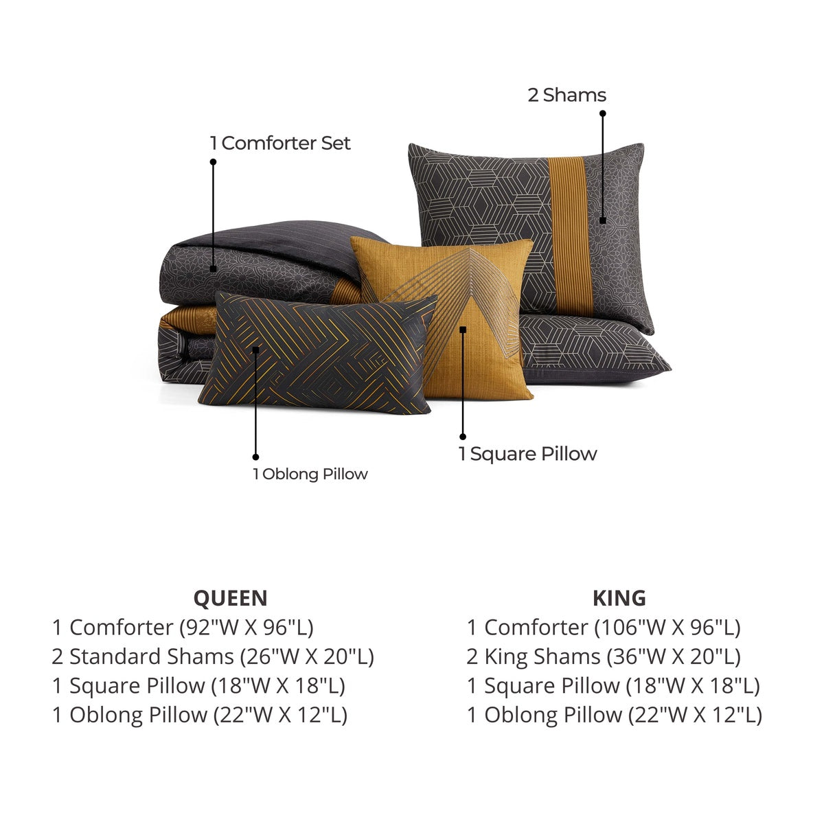  Bebejan Bebejan Golden Hex 5 Piece Reversible Comforter Set - QUEEN - Bonton