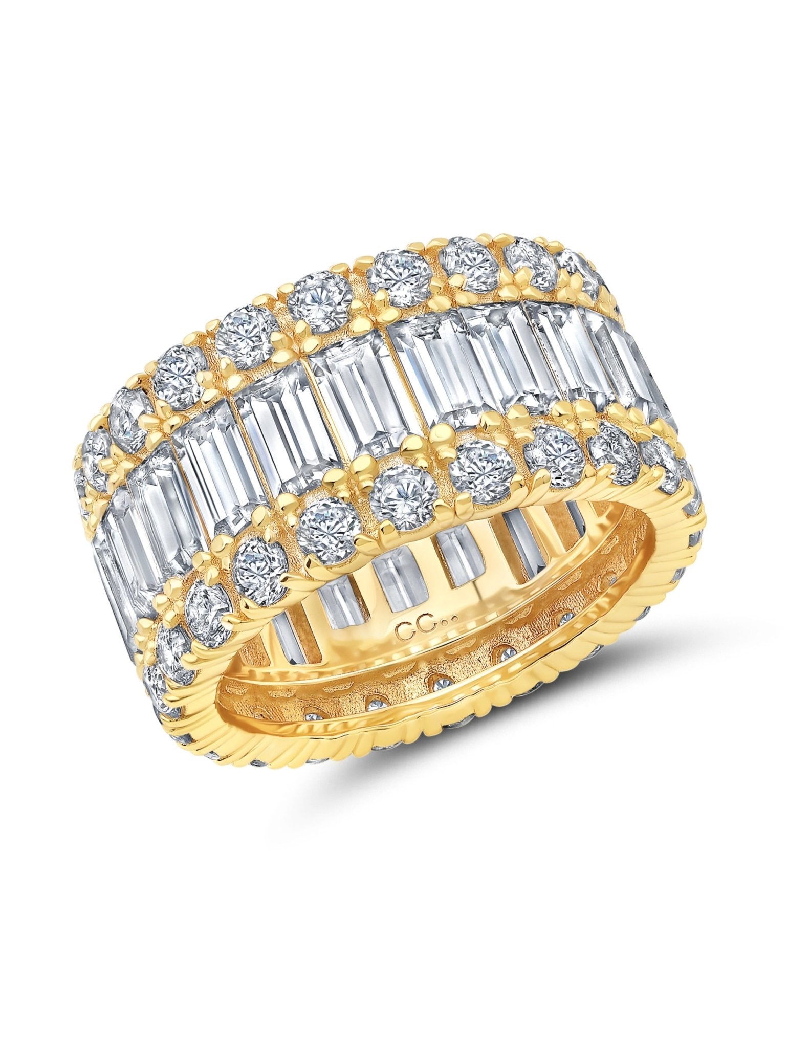  CRISLU Baguette Eternity Band Finished in 18kt Yellow Gold - XX - Bonton