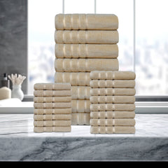 Bibb Home 24 Piece Zero Twist Egyptian Cotton Towel Set