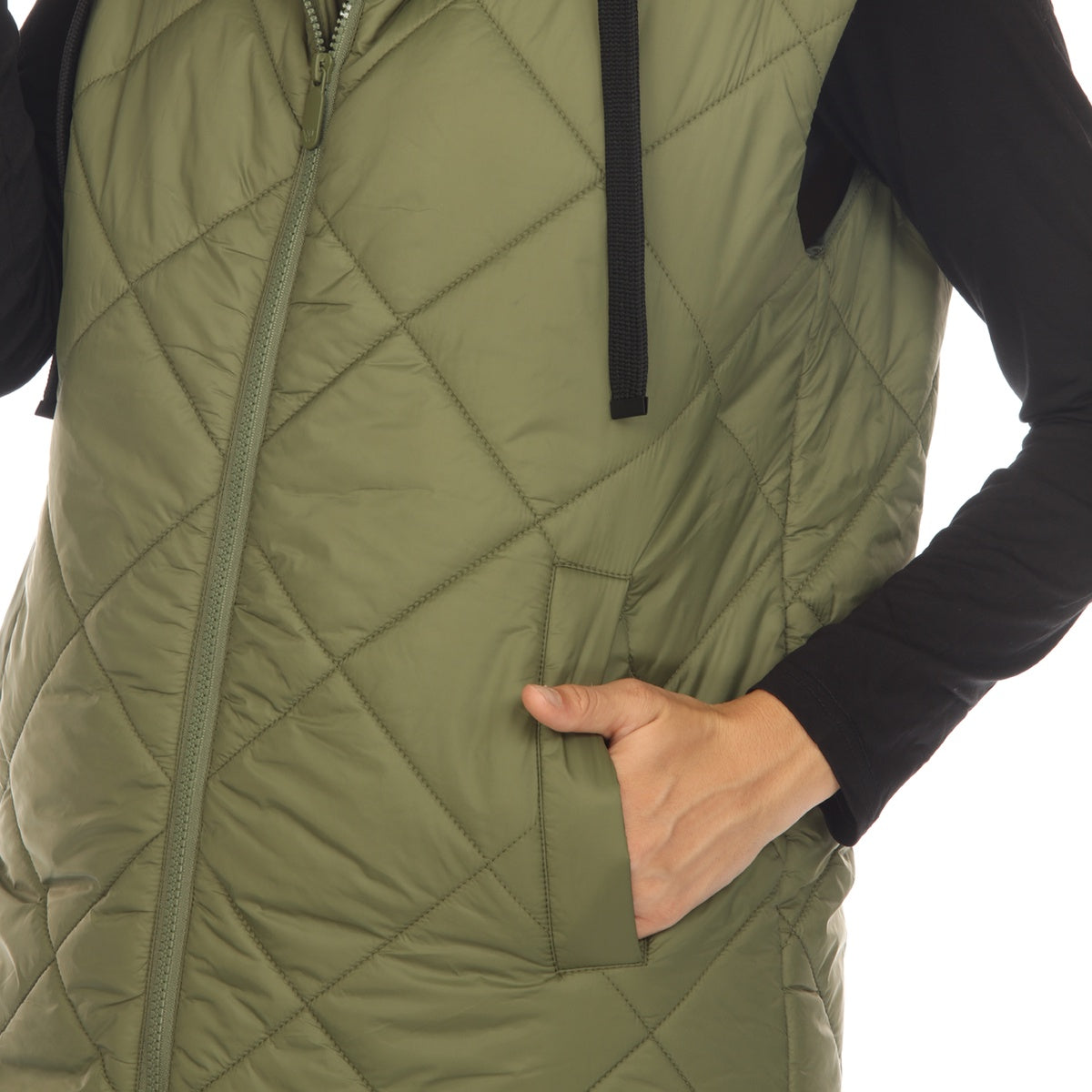  White Mark Women's Diamond Quilted Hooded Puffer Vest - Small - Bonton