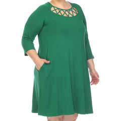 Plus Size Criss Cross Neckline Swing Midi Dress