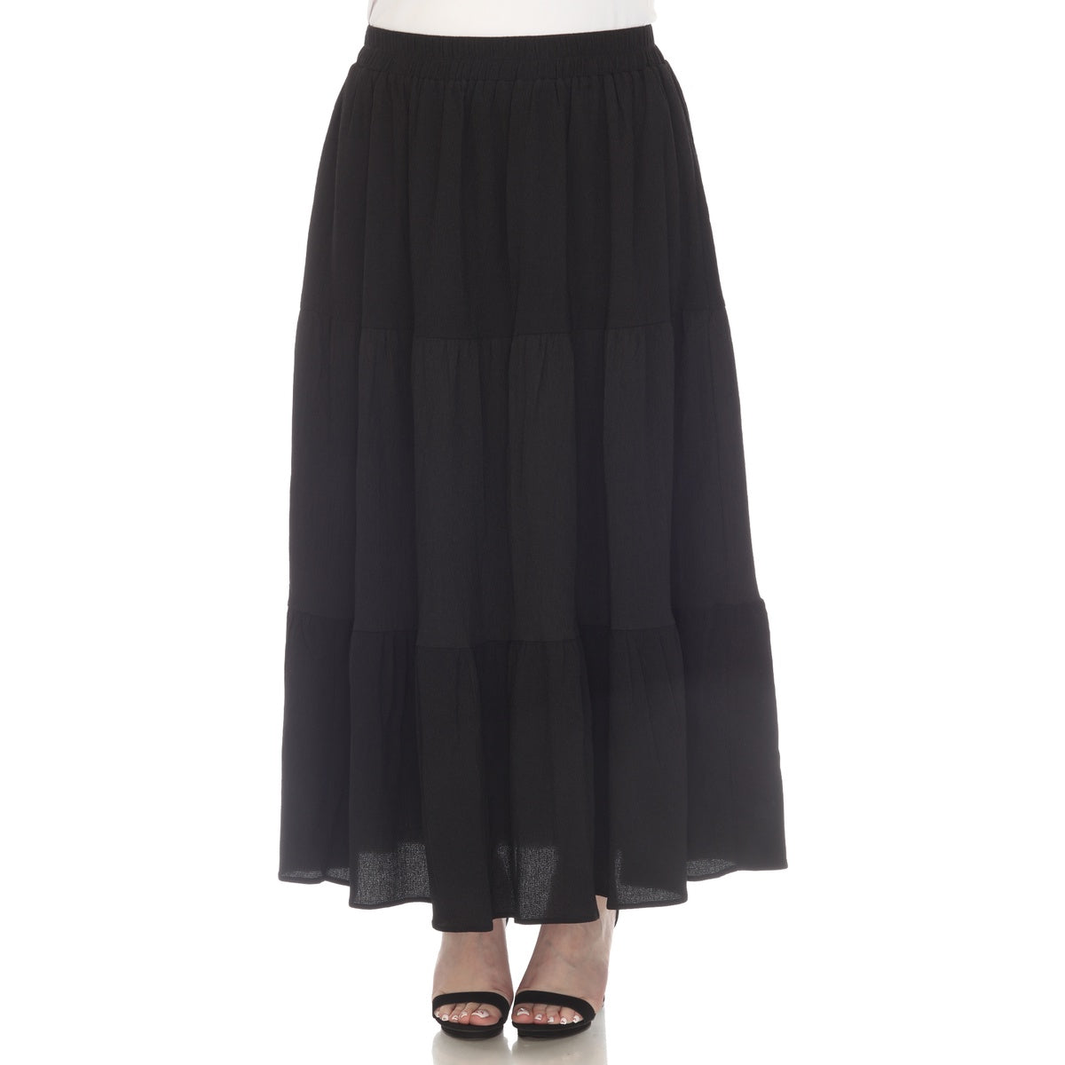  White Mark Plus Size Pleated Tiered Maxi Skirt - 3X - Bonton